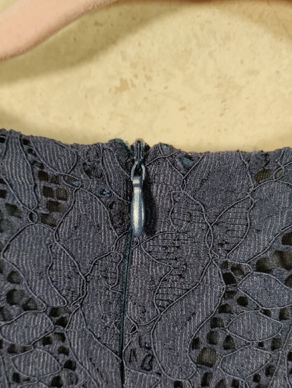 H143 Zara Basic Navy Lace Mini Dress S NWT - Picture 6 of 11